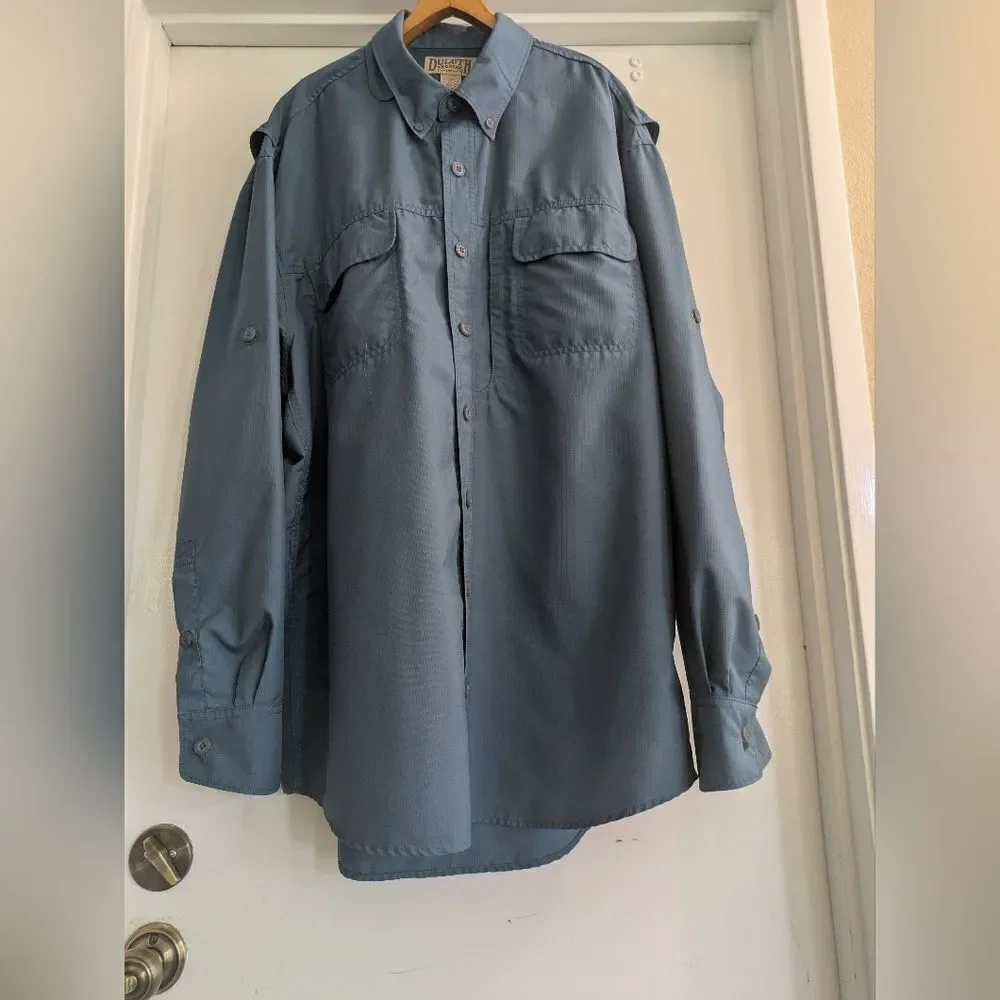 Duluth Trading Co Action Long Sleeve Shirt Blue Outdoors Mesh-lined Sun Protect